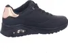 A side view of a black Skechers women's sports shoe with rose gold accents. Anteprima dell’immagine prodotto
