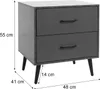 A product shot of a nightstand with dimensions indicated. Produktbild-Vorschau
