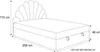 A line drawing of a bed with dimensions indicated. Produktbild-Vorschau