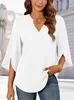 ASKSA Damen Bluse Elegant V-Ausschnitt 3/4 aermel Tunika Produktbild-Vorschau 3