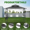 A grill pavilion is shown in a backyard setting, with close-up insets highlighting its features. Voir les images du produit