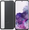 A black flip case for a smartphone is shown open, revealing the phone's screen with a colorful wallpaper. Náhľad obrázku produktu
