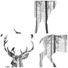 Wanduhr - Quadrat - Glasuhr - Hirsch Herbst Wald Produktbild-Vorschau 8