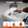 A person is pouring a liquid into an ice cream machine, with examples of ice cream flavors shown below. Podgląd zdjęcia produktu