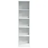 A tall, narrow, white bookshelf with five shelves against a white background. Voir les images du produit