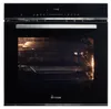 A front view of a black built-in oven with the door open, showing the interior with racks. Produktbild-Vorschau