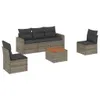 6-tlg. Garten-Sofagarnitur mit Kissen Grau Poly Rattan Produktbild-Vorschau 1