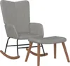 A grey velvet rocking chair with a matching ottoman, presented on a white background. Náhľad obrázku produktu