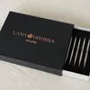 A black box with the Lana Grossa logo and KnitPro branding is open, revealing a set of silver knitting needles. Produktbild-Vorschau