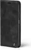 A black flip case for a smartphone is shown from the side. Produktbild-Vorschau