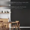 A dining room setting with acoustic panels on the wall and a table with chairs. Produktbild-Vorschau