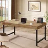 A modern office setting with a wooden desk, laptop, and office chair. Voir les images du produit