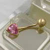 Bauchnabelpiercing mit Zirkonia Herz pink 14Kt 585 Gelbgold Produktbild-Vorschau 2