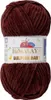 A ball of dark brown yarn with a label. Podgląd zdjęcia produktu
