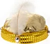 Turban gold mit weißer Feder Produktbild-Vorschau 3