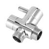 A chrome-plated three-way diverter valve for a shower system, isolated on a white background. Podgląd zdjęcia produktu