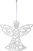 A white angel Christmas ornament hanging from a silver chain against a white background. Náhled obrázku produktu