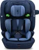 A navy blue child car seat with blue fabric accents and green ISOFIX connectors. Náhled obrázku produktu