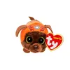 A small, brown plush dog toy with a red tag attached. Podgląd zdjęcia produktu