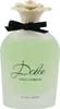 Edler Parfumflakon von Dolce & Gabbana in Hellgrün mit floralem Deckel in Rosenform und Schleifendetail am Hals. Produktbild-Vorschau