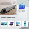 A product image showcasing a soundbar with various compatible devices and feature icons. Produktbild-Vorschau