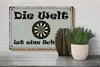 Holzschild Spruch 30x20cm Darts die Welt ist eine Scheibe Produktbild-Vorschau 4