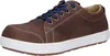A single brown Birkenstock shoe with blue laces is shown against a white background. Produktbild-Vorschau