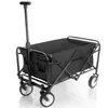 A black folding wagon with a telescopic handle and wheels, shown against a white background. Produktbild-Vorschau