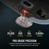 Close-up of a computer mouse sensor with marketing text and specifications. Produktbild-Vorschau