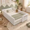 Babybed 90 x 200 cm, laag bed met kussentop en zijvak, wit Productafbeelding-voorbeeld 1