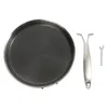 A frying pan, a detachable handle, and a small wrench are laid out on a white background. Podgląd zdjęcia produktu