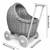 WikliBOX - Puppenwagen aus weiden, natur Dumpy mit Bettzeug Produktbild-Vorschau 4