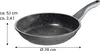 A frying pan with dimensions indicated by measurement lines and text. Produktbild-Vorschau