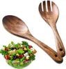 Salatbesteck Holz Löffel Gabel, Holzbesteck Salatgabel Produktbild-Vorschau 1