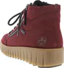A side view of a red boot with a thick brown sole. Produktbild-Vorschau