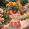 Blumentopf Mädchen Gesicht mit Erdbeeren Keramik Deko Produktbild-Vorschau 2