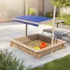 Sandkasten Holz mit verstellbarem Dach Sonnenschutz & Produktbild-Vorschau 1