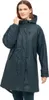 A woman is modeling a dark teal rain jacket. Produktbild-Vorschau