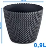 A dark gray knitted-look plant pot with dimensions indicated. Anteprima dell’immagine prodotto