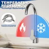 A kitchen faucet with a graphic overlay indicating temperature control. Produktbild-Vorschau