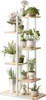 Blumenständer 113 x 60 x 20 cm weiß-braun Produktbild-Vorschau 3