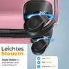 Close-up of the wheels of a pink suitcase, highlighting their 360-degree rotation and smooth, quiet operation. Produktbild-Vorschau
