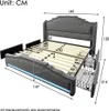 Samt-Polsterbett mit LED, USB-C-Anschluss und 4 Schubladen, Produktbild-Vorschau 2