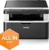 A Brother DCP-1612W 3in1 Multifunktionsdrucker is shown from the front on a white background. An orange hexagonal overlay with white text 'ALL IN BOX' is in the bottom left corner. Anteprima dell’immagine prodotto