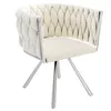 A cream-colored upholstered chair with silver metal legs on a white background. Produktbild-Vorschau