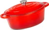 A red oval cast iron pot with a silver lid handle is shown against a white background. Anteprima dell’immagine prodotto