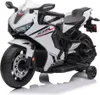 A white electric motorcycle with black accents and red detailing, designed to resemble a Honda CBR 1000RR. Voir les images du produit