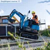 A man operating a mini excavator on a construction site. Produktbild-Vorschau