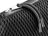 A close-up view of a black mesh bag with a zipper and drawstring. Produktbild-Vorschau