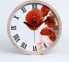 Holzuhr 25fi cm wanduhr - schwarze Spitzen - Mohnblumen Produktbild-Vorschau 1